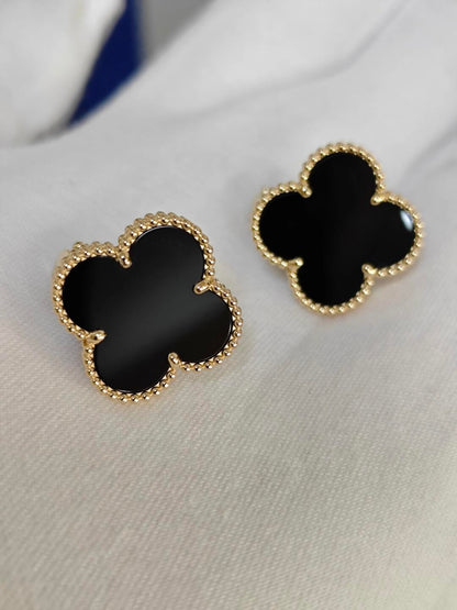 [⭐⭐JeweliWhal]CLOVER 20MM BLACK MOP EARRINGS