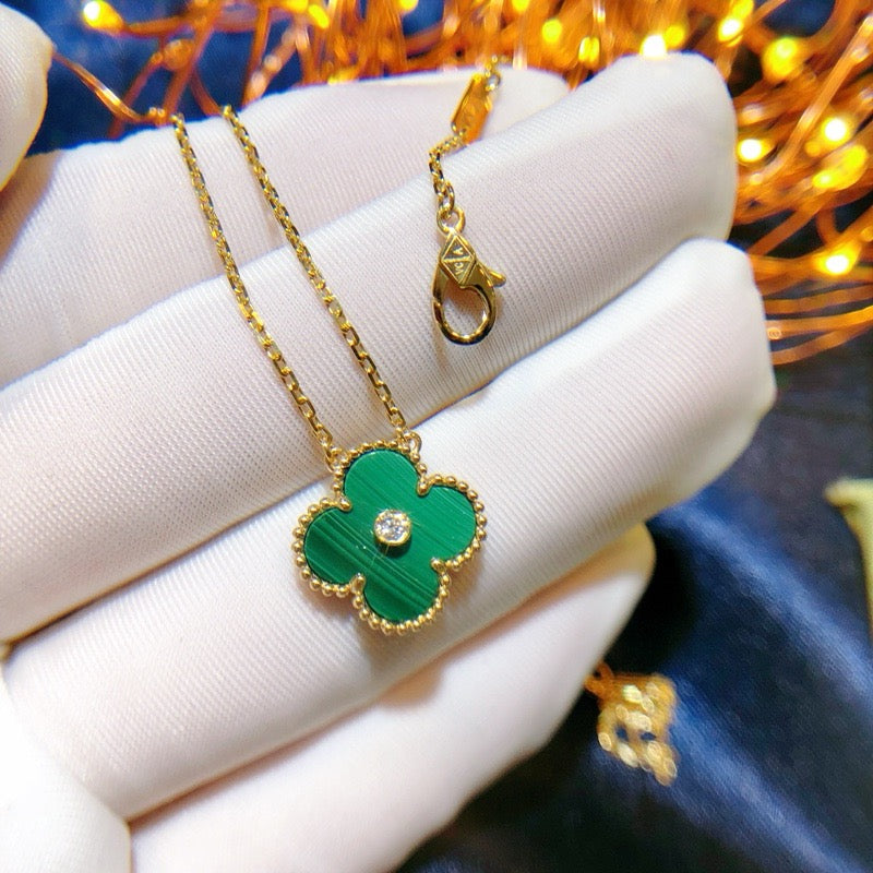 [⭐⭐JeweliWhal]CLOVER 15MM DIAMOND TURQUOISE NECKLACE