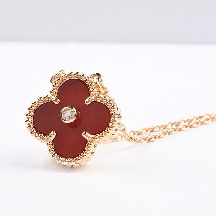 [⭐⭐JeweliWhal]CLOVER 15MM DIAMOND CARNELIAN NECKLACE