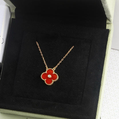 [⭐⭐JeweliWhal]CLOVER 15MM DIAMOND CARNELIAN NECKLACE