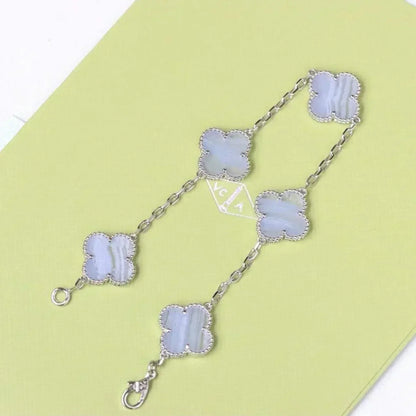 [⭐⭐JeweliWhal] KOLLEKTION CLOVER 5-MOTIV ARMBAND AUS LILA CHALCEDON