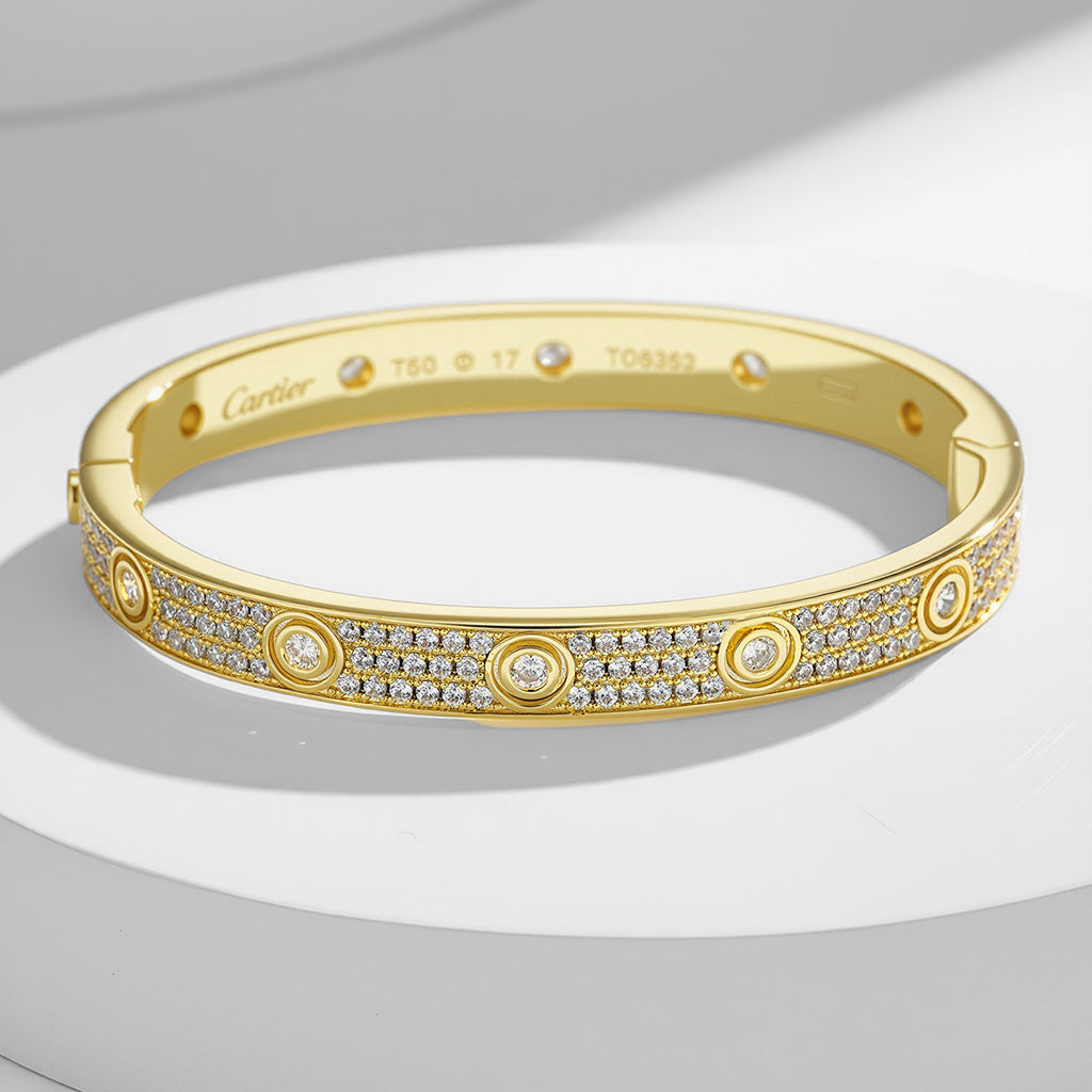 [⭐⭐JeweliWhal]LOVE ARMBAND 6,1MM DIAMANT-BESETZT 10 GROSSE DIAMANTEN