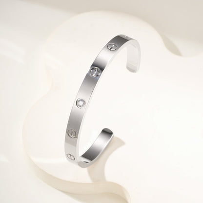 [⭐⭐JeweliWhal]LOVE BRACELET 6.1MM 1 DIAMOND OPEN CUFF