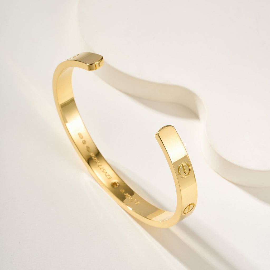 [⭐⭐JeweliWhal]LOVE BRACELET 6.1MM 1 DIAMOND OPEN CUFF
