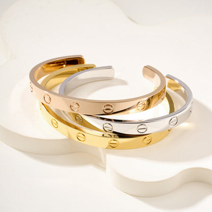 [⭐⭐JeweliWhal]LOVE BRACELET 6.1MM OPEN CUFF