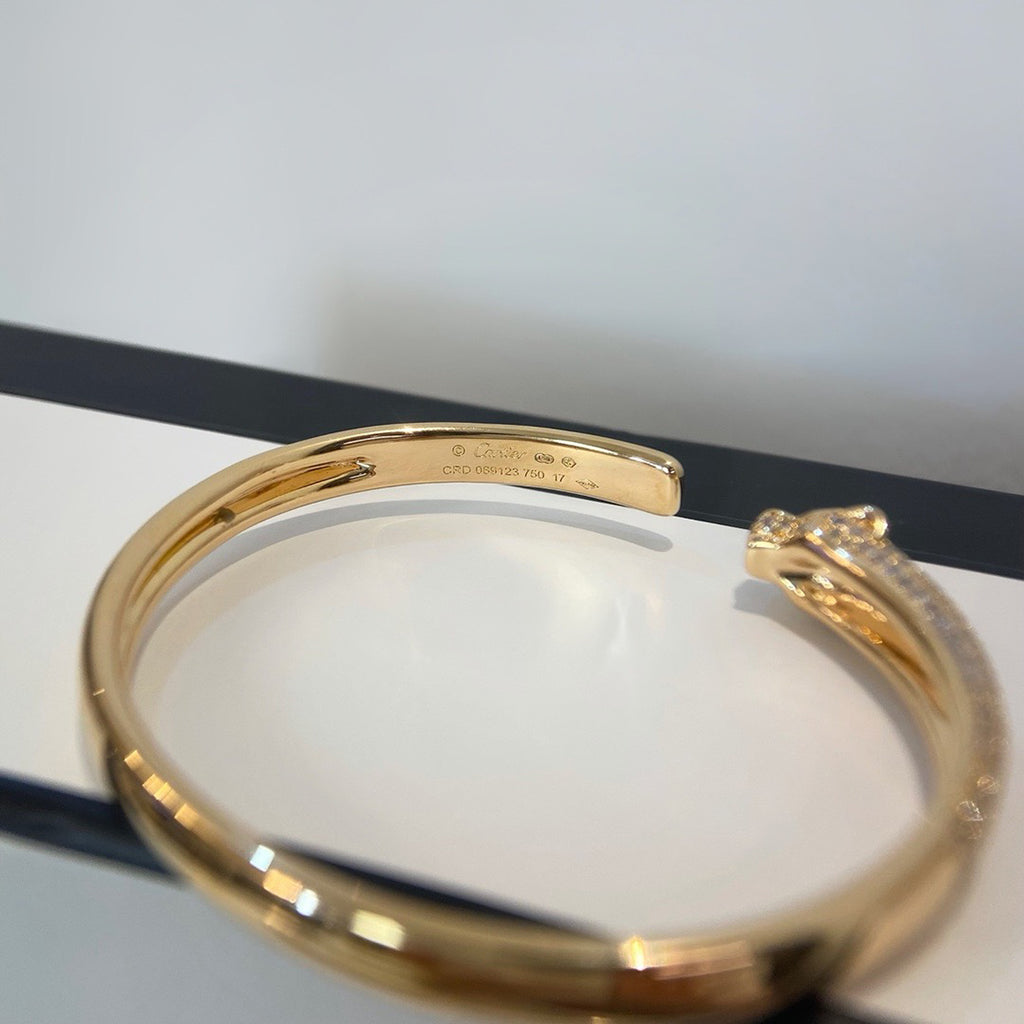 [⭐⭐JeweliWhal]PANTHERE HALF DIAMOND OPEN BRACELET