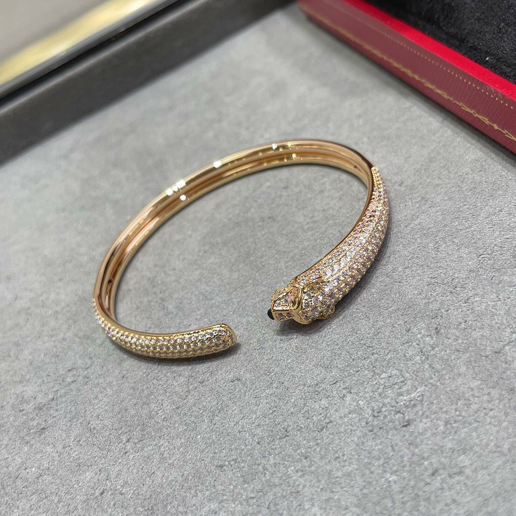 [⭐⭐JeweliWhal]PANTHERE FULL DIAMOND OPEN BRACELET