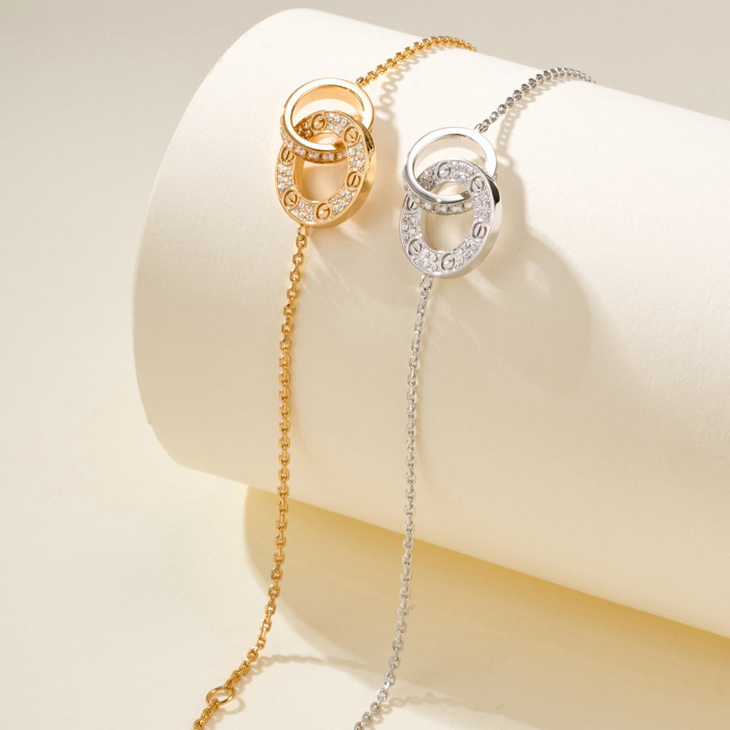 [⭐⭐JeweliWhal]LOVE DOUBLE RING FULL DIAMOND BRACELET