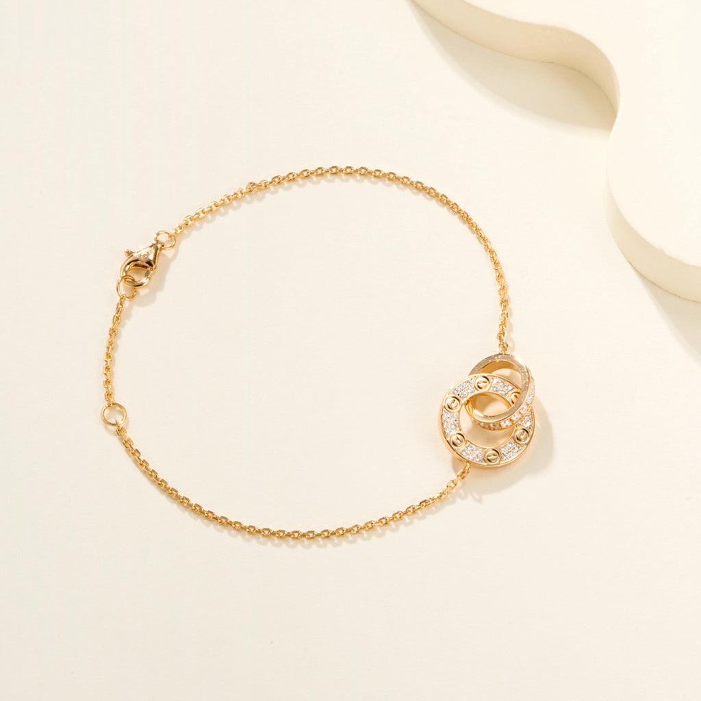 [⭐⭐JeweliWhal]LOVE DOUBLE RING FULL DIAMOND BRACELET