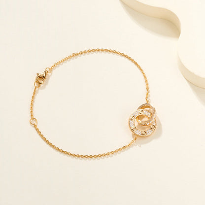 [⭐⭐JeweliWhal]LOVE DOUBLE RING FULL DIAMOND BRACELET