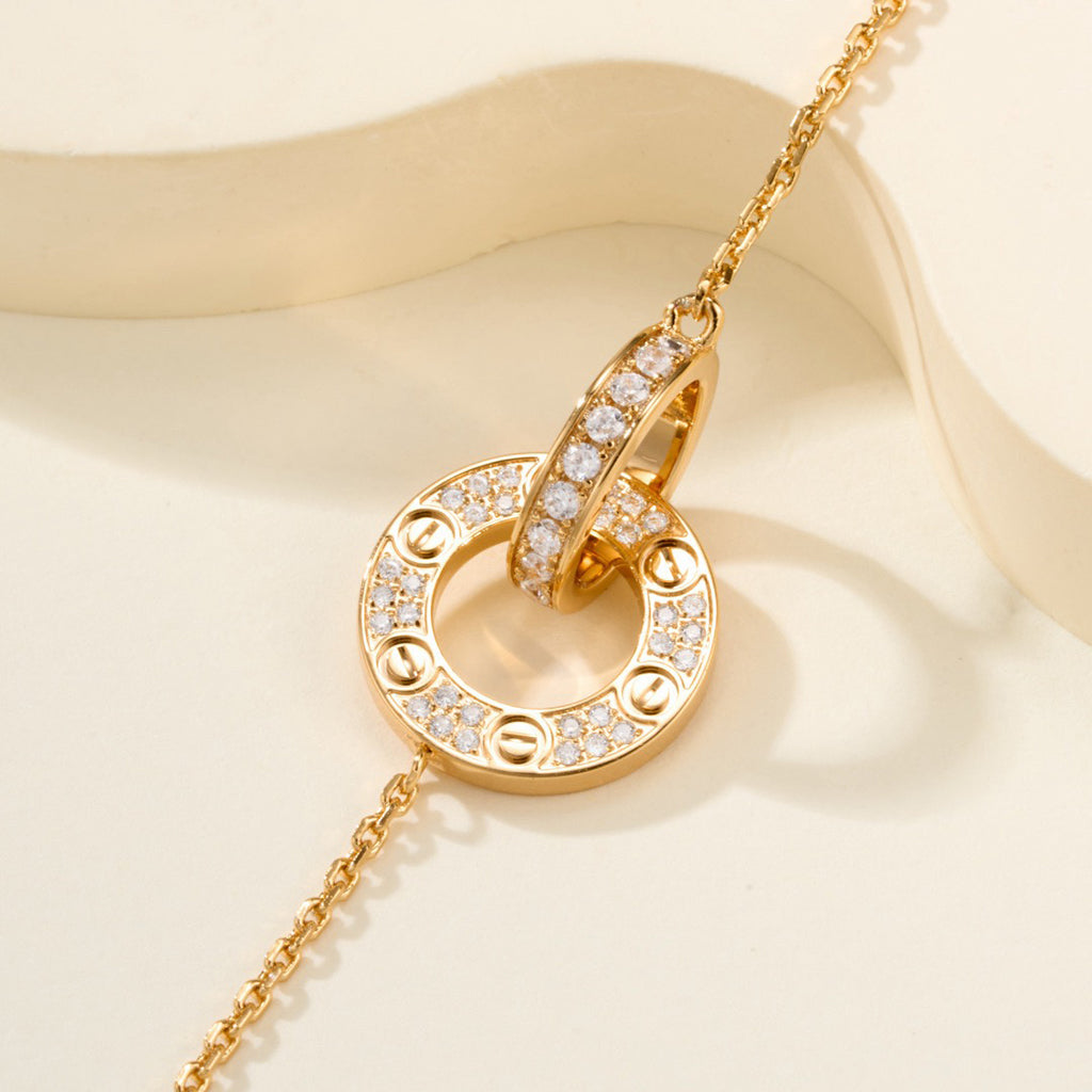 [⭐⭐JeweliWhal]LOVE DOUBLE RING FULL DIAMOND BRACELET