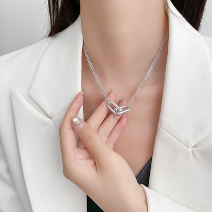 [JeweliWhal]HARDWEAR DIAMOND PEDANT DOUBLE CHAIN NECKLACE