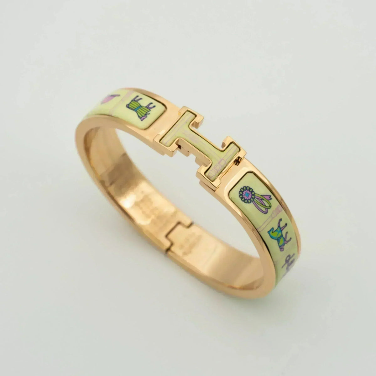 [⭐⭐JeweliWhal]H PINK GOLD BRACELET CREAM CERAMIC