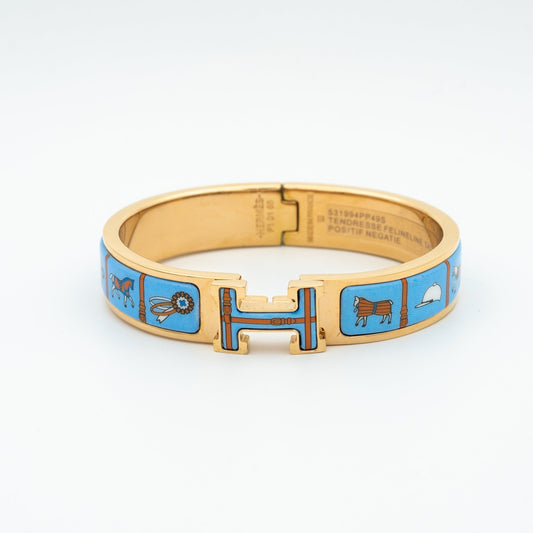 [⭐⭐JeweliWhal]H PINK GOLD BRACELET BLUE CERAMIC