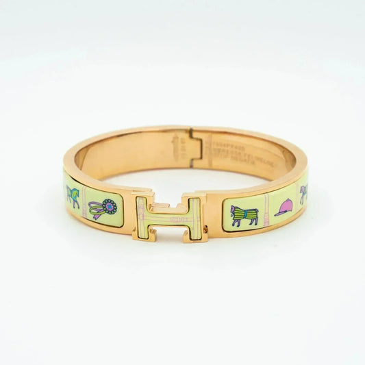 [⭐⭐JeweliWhal]H PINK GOLD BRACELET CREAM CERAMIC