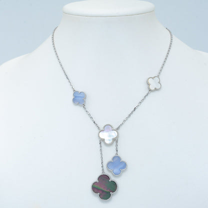 [⭐⭐JeweliWhal]CLOVER MOP CHALCEDONY NECKLACE SILVER 6 MOTIF