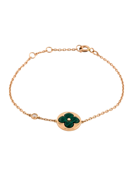 [⭐⭐JeweliWhal]SUN MALACHITE 1 DIAMOND PINK GOLD BRACELET