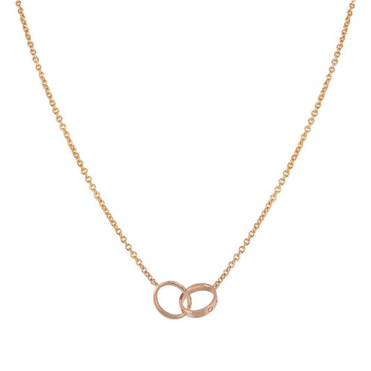[⭐⭐JeweliWhal]LOVE NECKLACE DOUBLE RING PINK GOLD