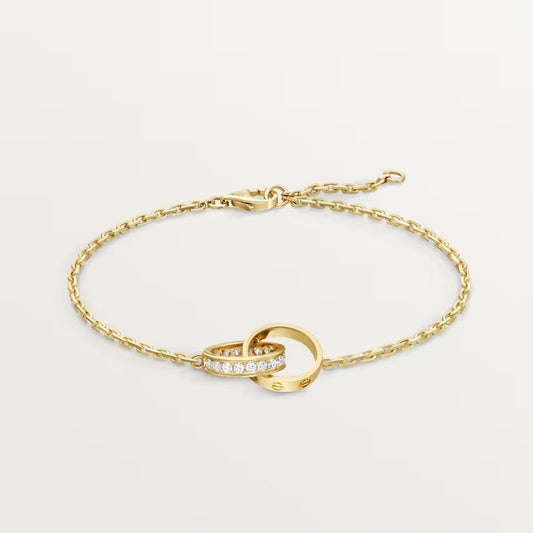 [⭐⭐JeweliWhal]LOVE DOUBLE RING HALF DIAMOND BRACELET