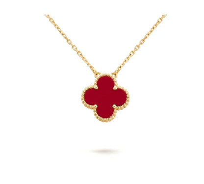 [⭐⭐JeweliWhal]CLOVER 15MM KARNEOL EINZELNE BLUMEN-HALSKETTE