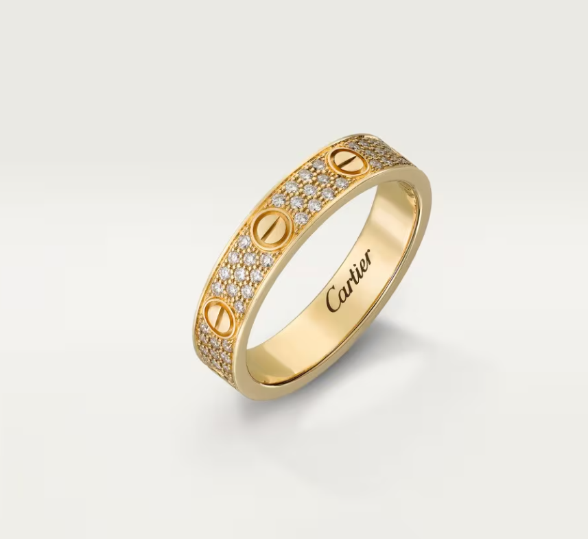[⭐⭐JeweliWhal]LOVE RING 4mm-wide full-diamond ring GOLD