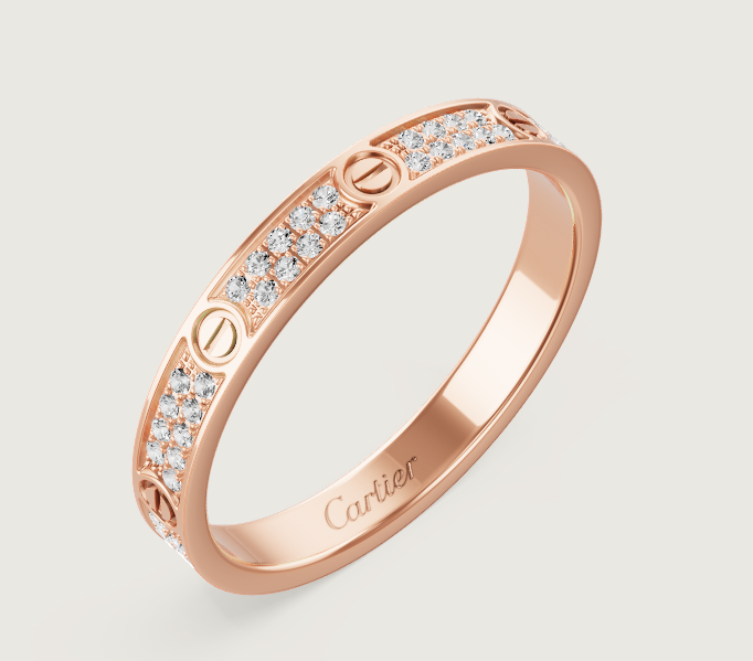 [⭐⭐JeweliWhal]LOVE RING 2.6mm-wide full-diamond ring Rose Gold