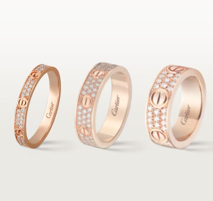 [⭐⭐JeweliWhal]LOVE RING 2.6mm-wide full-diamond ring Rose Gold