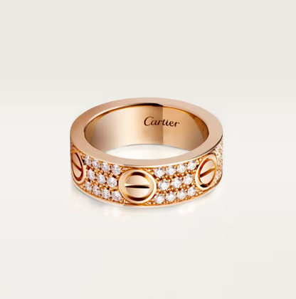 [⭐⭐JeweliWhal]LOVE RING 6.5mm-wide full-diamond ring Rose Gold