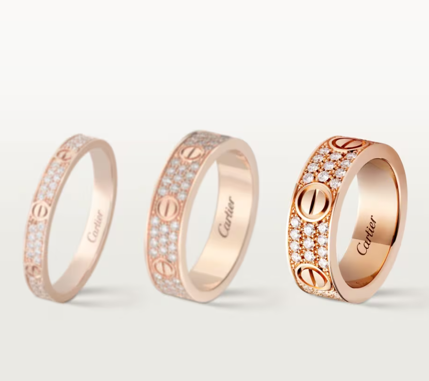 [⭐⭐JeweliWhal]LOVE RING 6.5mm-wide full-diamond ring Rose Gold