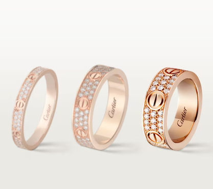 [⭐⭐JeweliWhal]LOVE RING 6.5mm-wide full-diamond ring Rose Gold