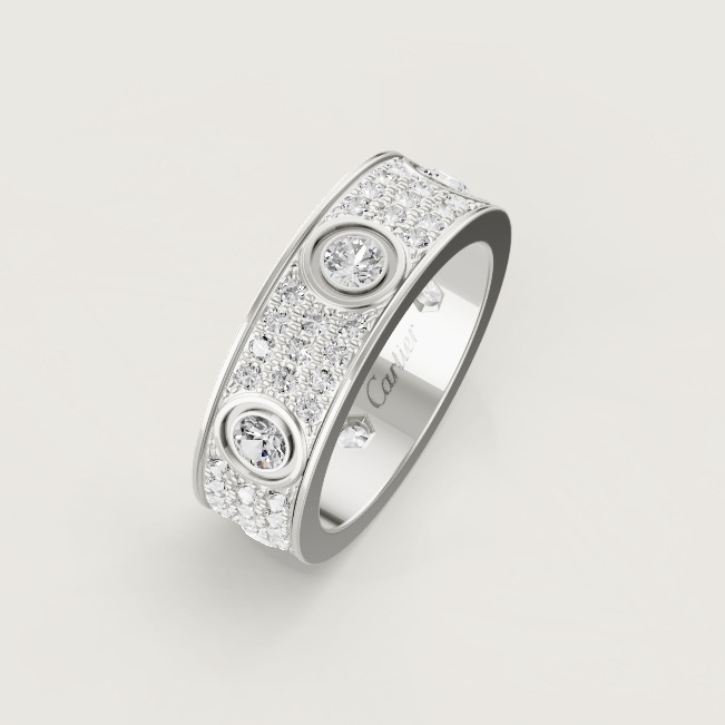 [⭐⭐JeweliWhal]LOVE RING 6.5MM Full Diamond, 6 Major Diamonds Silver