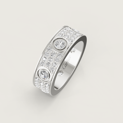 [⭐⭐JeweliWhal]LOVE RING 6.5MM Full Diamond, 6 Major Diamonds Silver
