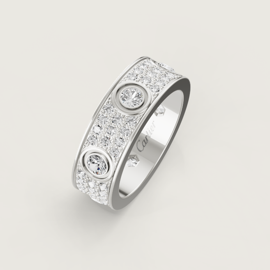 [⭐⭐JeweliWhal]LOVE RING 6.5MM Full Diamond, 6 Major Diamonds Silver