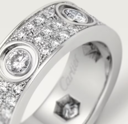[⭐⭐JeweliWhal]LOVE RING 6.5MM Full Diamond, 6 Major Diamonds Silver