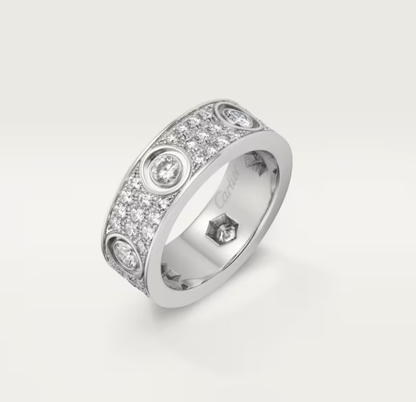 [⭐⭐JeweliWhal]LOVE RING 6.5MM Full Diamond, 6 Major Diamonds Silver