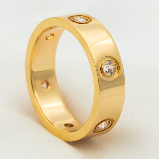 [⭐⭐JeweliWhal]LOVE RING 5.5MM 6 DIAMONDS PINK GOLD
