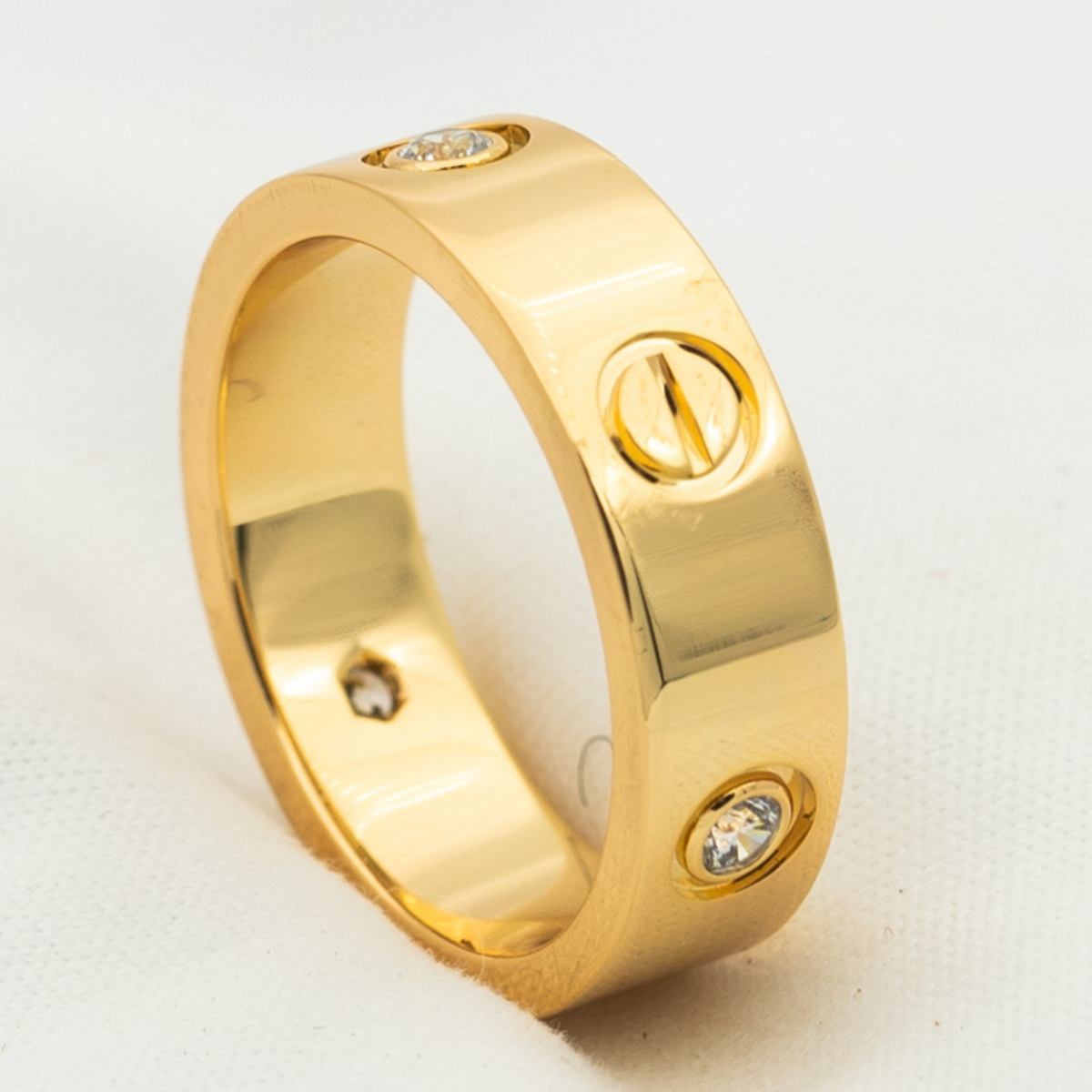 [⭐⭐JeweliWhal]LOVE RING 5.5MM 3 DIAMONDS PINK GOLD