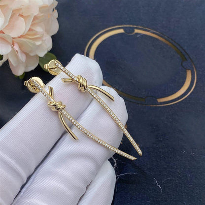 [JeweliWhal]KNOT DROP EARRINGS IN YELLOW GOLD WITH DIAMONDS