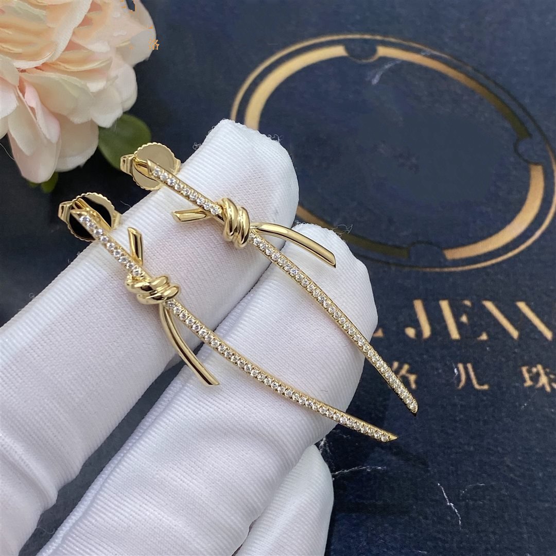 [JeweliWhal]KNOT DROP EARRINGS IN YELLOW GOLD WITH DIAMONDS