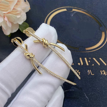 [JeweliWhal]KNOT DROP EARRINGS IN YELLOW GOLD WITH DIAMONDS