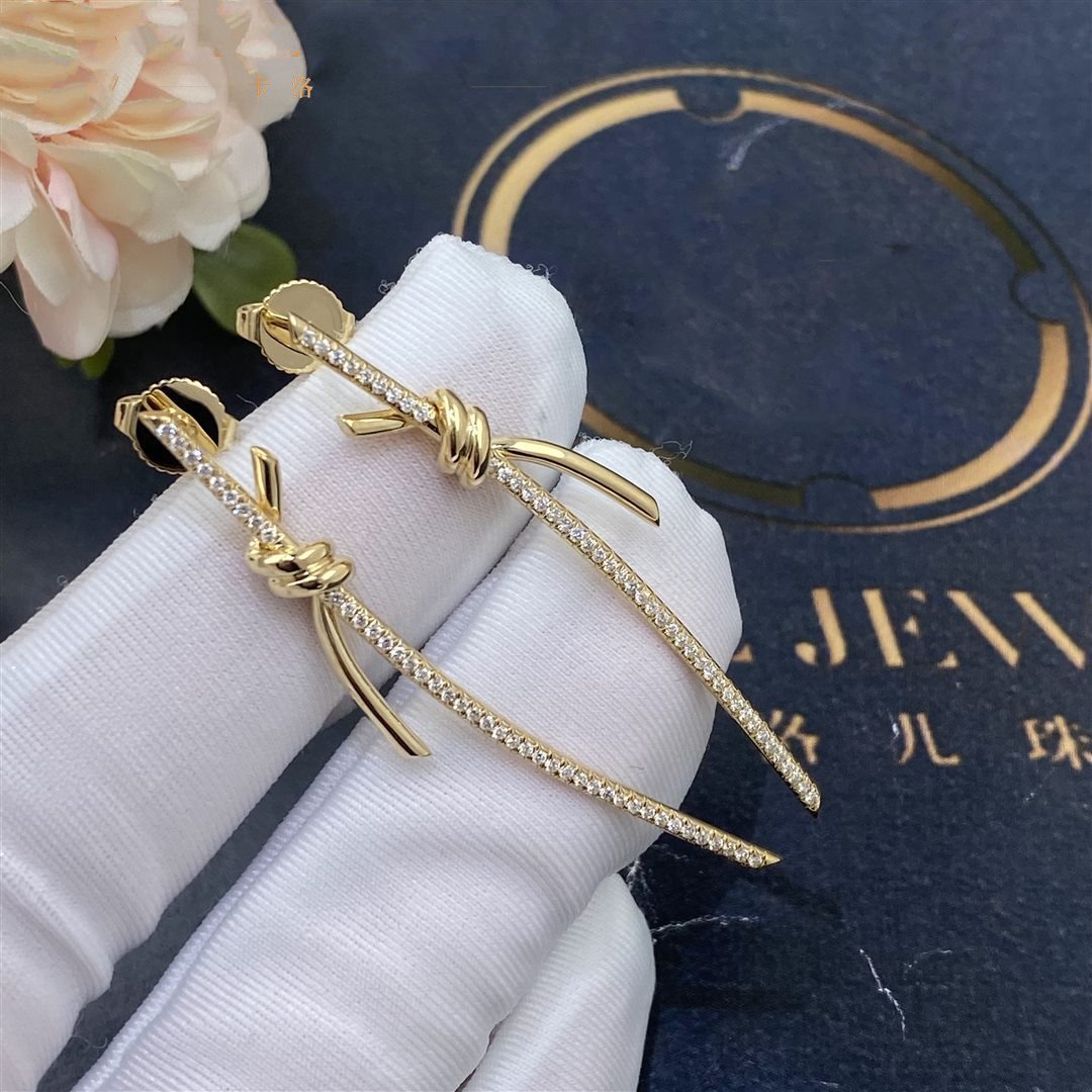 [JeweliWhal]KNOT DROP EARRINGS IN YELLOW GOLD WITH DIAMONDS
