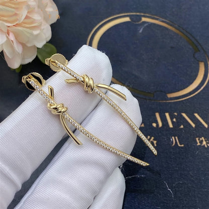 [JeweliWhal]KNOT DROP EARRINGS IN YELLOW GOLD WITH DIAMONDS