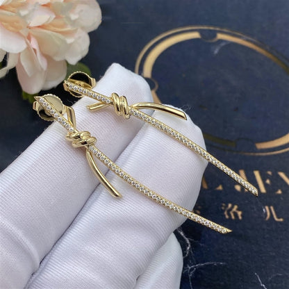 [JeweliWhal]KNOT DROP EARRINGS IN YELLOW GOLD WITH DIAMONDS