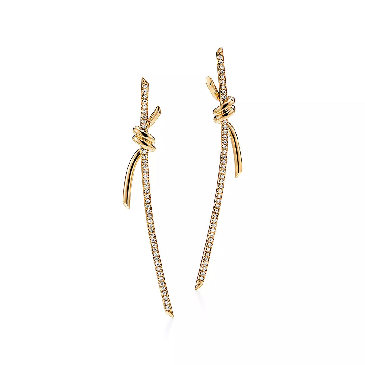 [JeweliWhal]KNOT DROP EARRINGS IN YELLOW GOLD WITH DIAMONDS