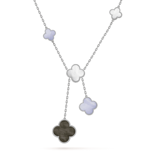 [⭐⭐JeweliWhal]CLOVER MOP CHALCEDONY NECKLACE SILVER 6 MOTIF