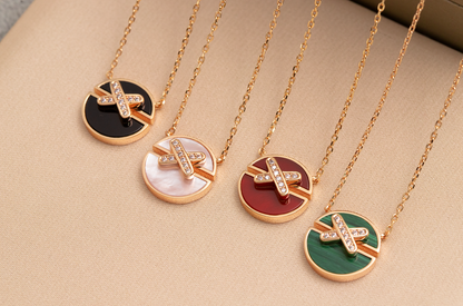 [⭐⭐JeweliWhal]JEUX DE PINK GOLD DIAMOND NECKLACE