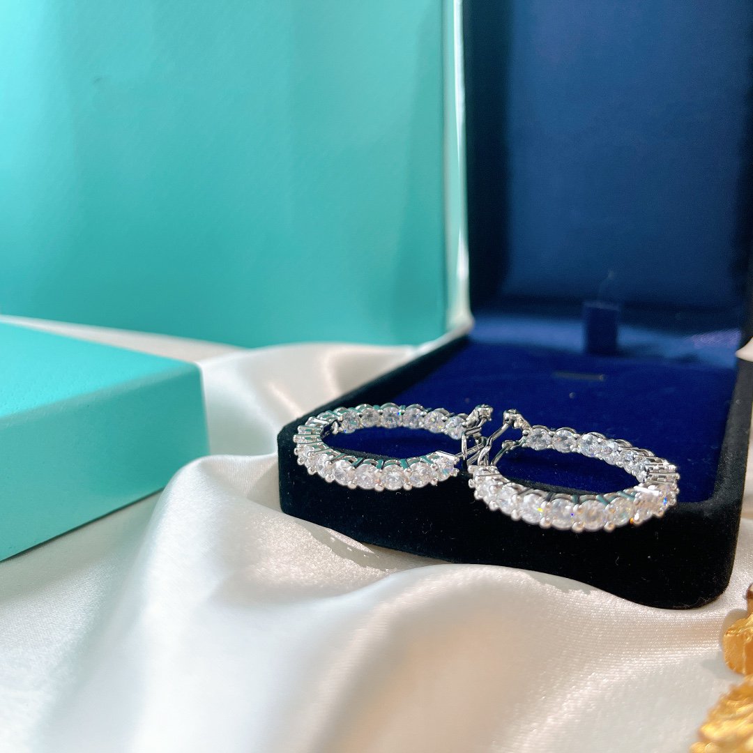[JeweliWhal]SILVER DIAMOND HOOP EARRINGS
