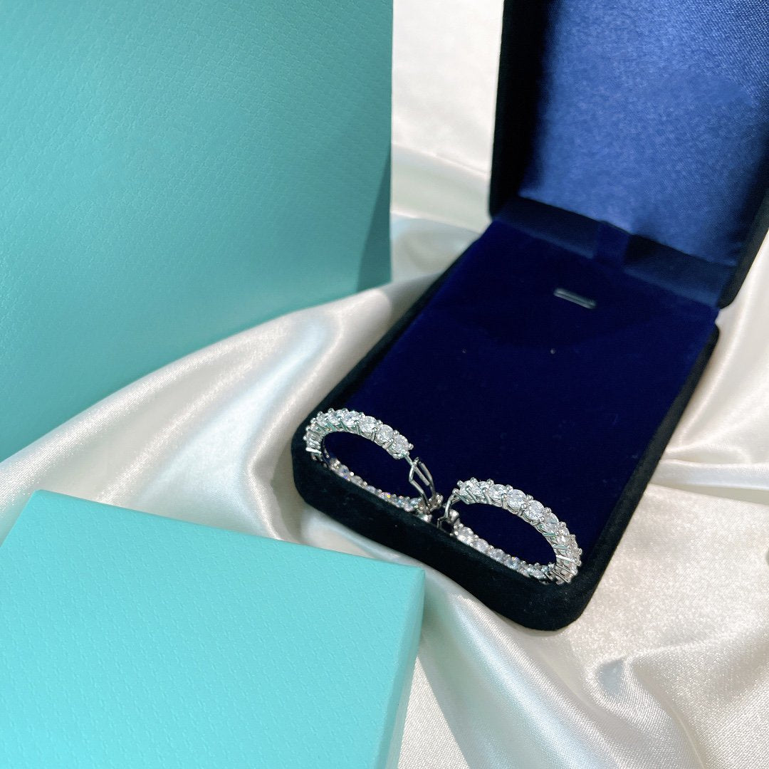 [JeweliWhal]SILVER DIAMOND HOOP EARRINGS