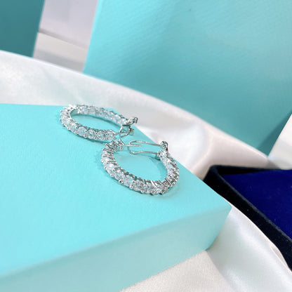 [JeweliWhal]SILVER DIAMOND HOOP EARRINGS