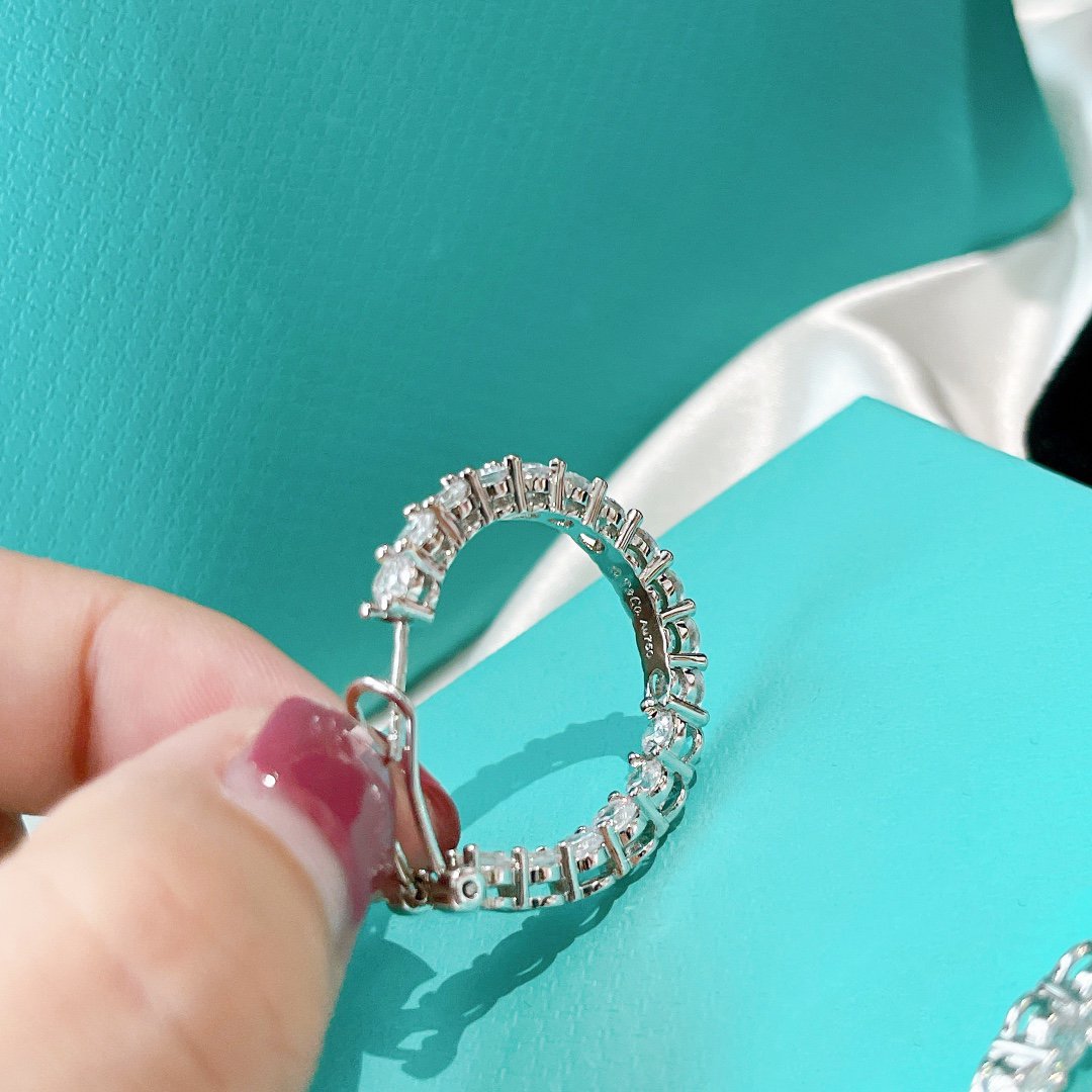 [JeweliWhal]SILVER DIAMOND HOOP EARRINGS